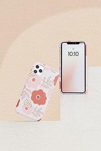 Smartphone & case mockup psd, cute design 