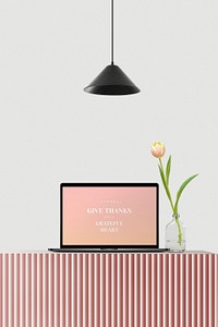 Laptop digital device mockup psd, aesthetic design 