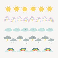 Doodle pattern brush illustrator vector weather seamless set