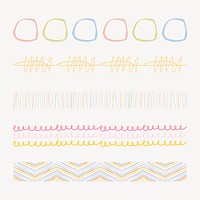 Doodle pattern brush illustrator vector pastel seamless set