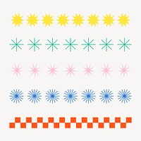 Starburst illustration brush vector seamless pattern set