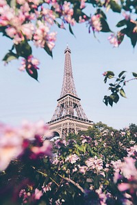 Eiffel Tower background wallpaper, white tone filter