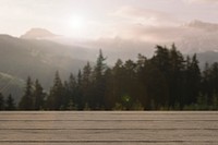 Nature product backdrop mockup psd, pine tree and mountain