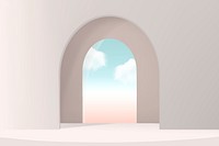 Minimal product backdrop mockup psd with window and sky