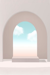 Minimal product backdrop with window and sky