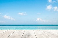 Summer product backdrop, blue sea background