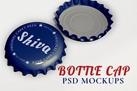 Bottle cap mockup psd, beverage product branding