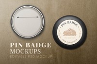 Pin badge mockup set psd, front and back