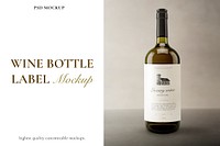 Wine label mockup psd, editable bottle design