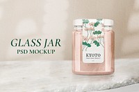 Glass jar mockup psd, food product packaging and branding 