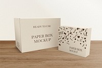 Paper box mockup psd set, editable packaging design