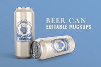 Beer can mockup psd, cool product branding