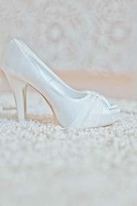 White bridal high heels, wedding photography
