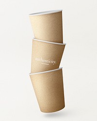 Hot tea cup mockup, brown customizable design psd