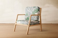 Wooden armchair mockup, modern interior design psd