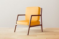 Wooden armchair mockup, modern interior design psd