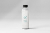 Water bottle label mockup, beverage packaging psd