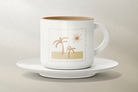 Hot tea mug mockup, minimal customizable design psd