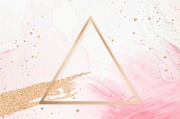 Gold triangle frame on a pink background vector
