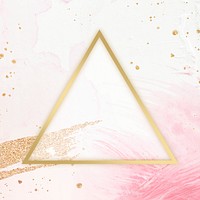 Gold triangle frame on a pink background illustration