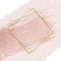 Gold rhombus frame on a pastel pink background