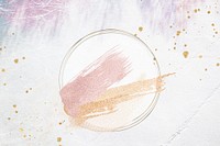 Gold circle frame on a pastel brushstroke background