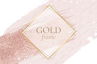 Gold rhombus frame on a pastel pink background vector