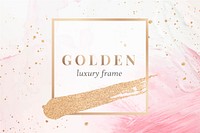 Gold square frame on a feminine pink background vector