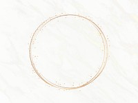 Gold circle frame on a white marble background