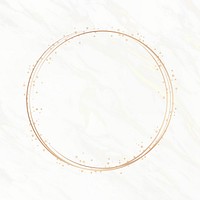 Gold circle frame on a white marble background vector