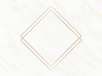 Gold rhombus frame on a white marble background