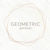 Gold geometric frame on a white marble background illustration