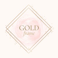 Gold rhombus frame on a pastel pink background