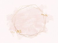 Gold geometric frame on a pink brushstroke background