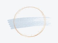 Gold circle frame on a pastel blue brushstroke background