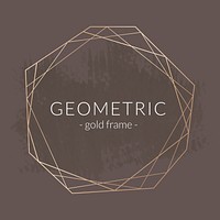 Gold geometric frame on a brown brushstroke patterned background illustration