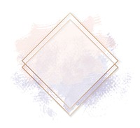 Gold rhombus frame on a pastel pink and purple background