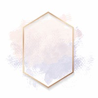 Gold hexagon frame on a pastel pink and purple background vector