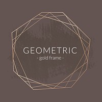 Gold geometric frame on a brown brushstroke patterned background vector