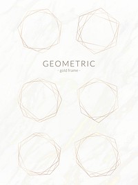 Gold geometric frame on a white marble background vectors
