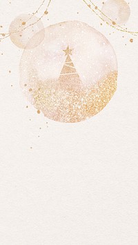 Pink Christmas mobile wallpaper, glitter & watercolor design