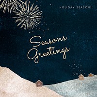 Winter holiday Facebook post template, greetings for social media vector