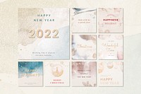 Christmas greeting Instagram post template, editable vector set