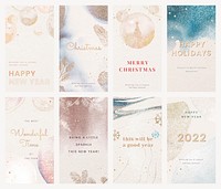 Festive mobile wallpaper editable template, winter season design set vector