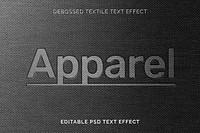 Text effect PSD, debossed textile high quality template
