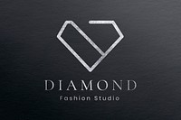 Embossed foil effect, business logo template in silver for jewelry brands psd