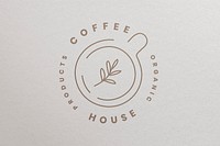 Cafe business logo effect, letterpress in minimal botanical template design psd