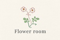 Embroidery logo effect, cute add-on template for flower shops psd