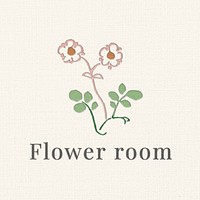 Embroidery logo effect, cute add-on template for flower shops psd