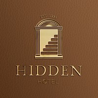 Luxury gold effect, hotel logo template in 3D modern design psd